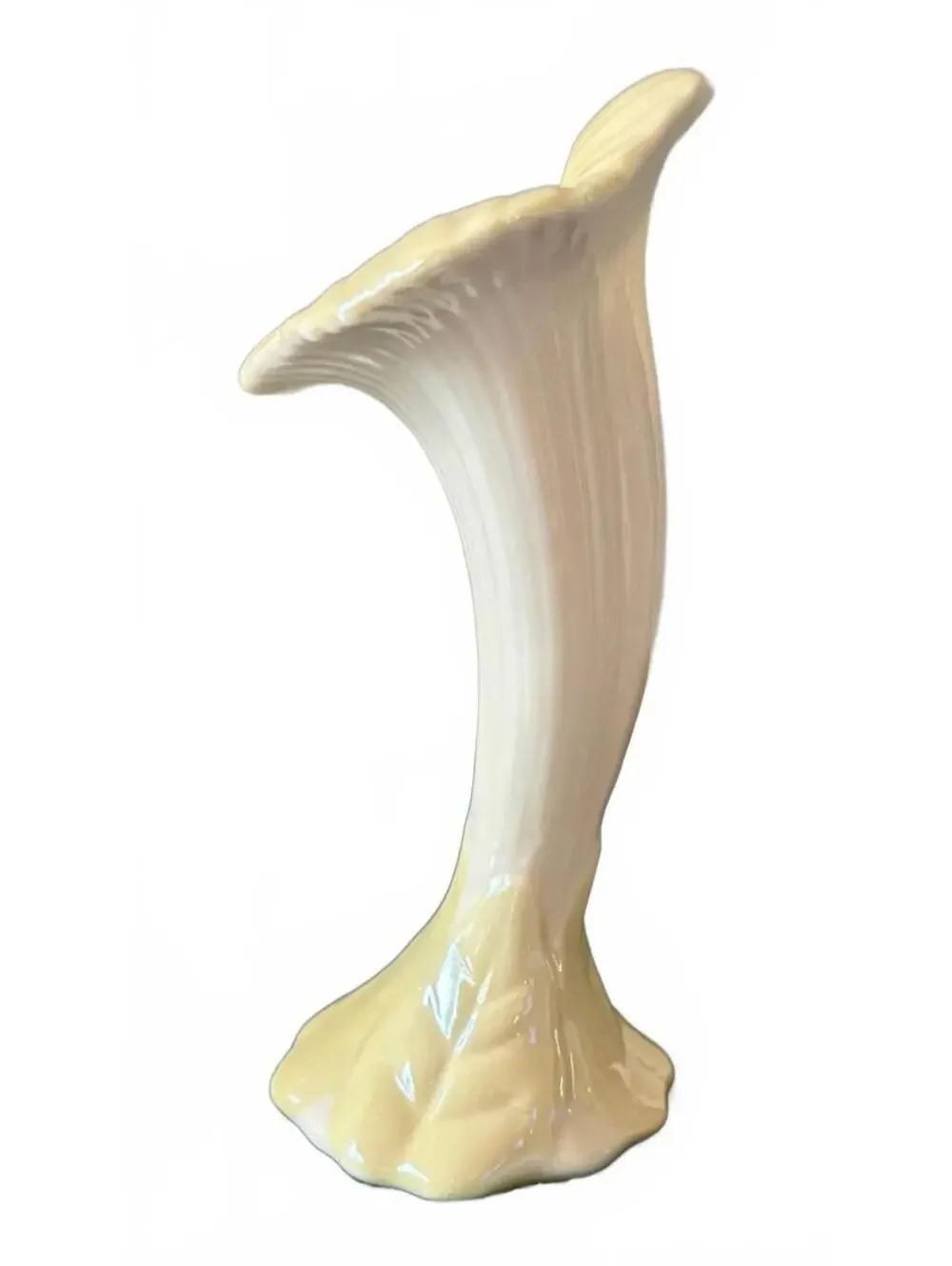 Vintage Belleek Ireland Flower Bud Vase Yellow Lustre 7th Mark 1980-1993